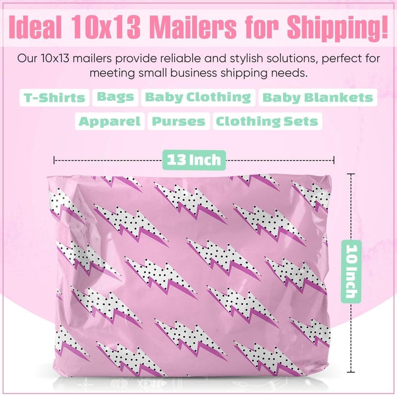 Package Mint 10x13 Poly Mailers – Lightning Bolt – Waterproof, Tear-Resistant Shipping Bags with Adhesive Seal – 50 Pack – - Image 3